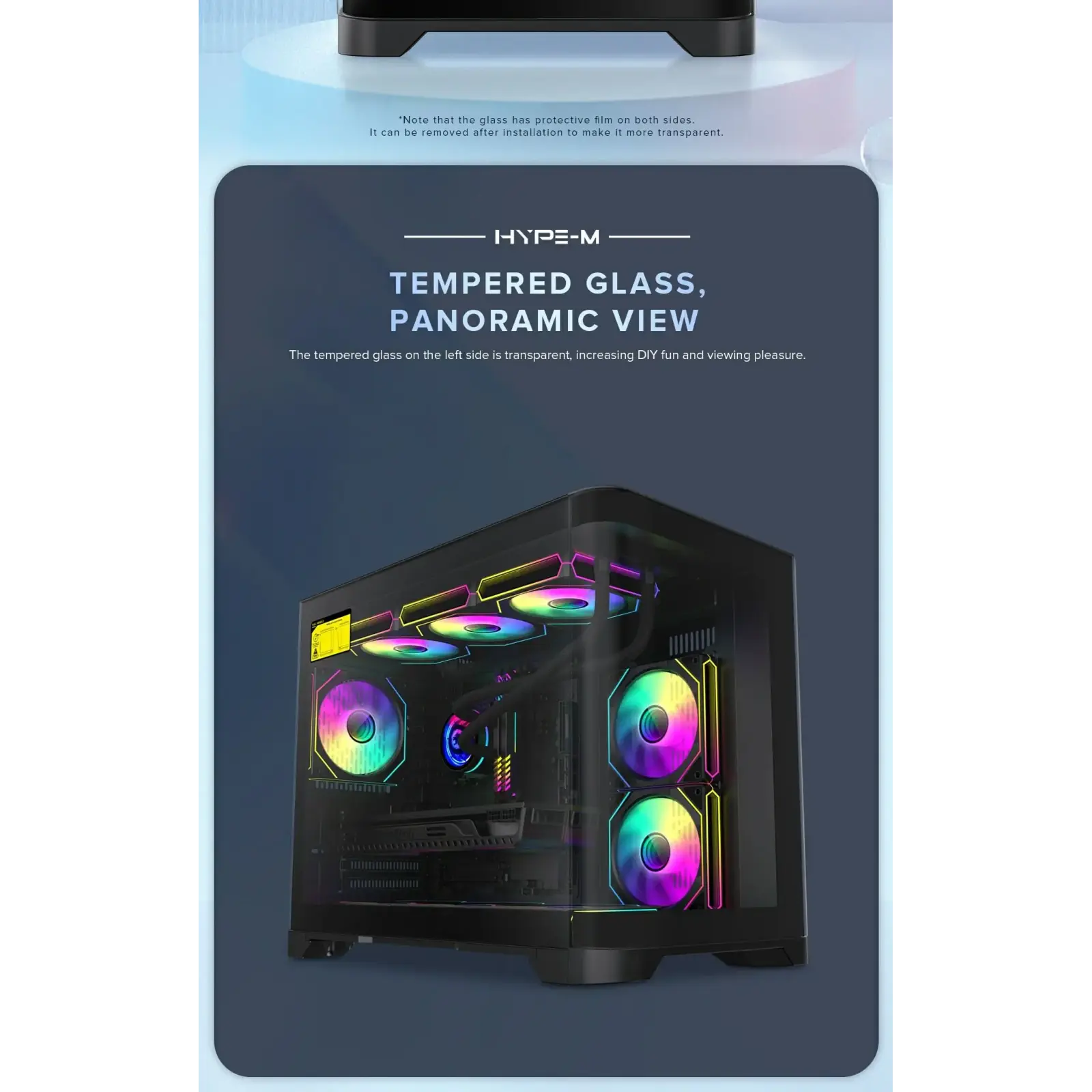 Корпус GAMEMAX Mid Tower M-ATX без блока живлення , загарт оварне склоM-ATX,ITX, Tempered Glass,USB3.0x1,USB2 HYPE-M Black UA