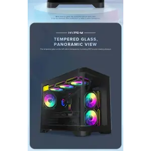 Корпус GAMEMAX Mid Tower M-ATX без блока живлення , загарт оварне склоM-ATX,ITX, Tempered Glass,USB3.0x1,USB2 HYPE-M Black UA