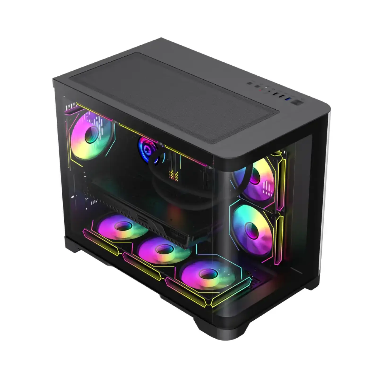 Корпус GAMEMAX Mid Tower M-ATX без блока живлення , загарт оварне склоM-ATX,ITX, Tempered Glass,USB3.0x1,USB2 HYPE-M Black UA