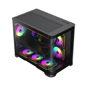 Корпус GAMEMAX Mid Tower M-ATX без блока живлення , загарт оварне склоM-ATX,ITX, Tempered Glass,USB3.0x1,USB2 HYPE-M Black UA