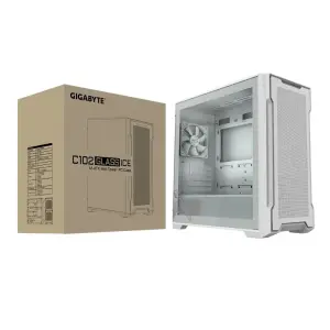 Корпус без БЖ Mid Tower Mini ITX / Micro ATX MB T empered Glass Both Side Panel White Dust Filter 2x GIGABYTE C102 GLASS ICE UA