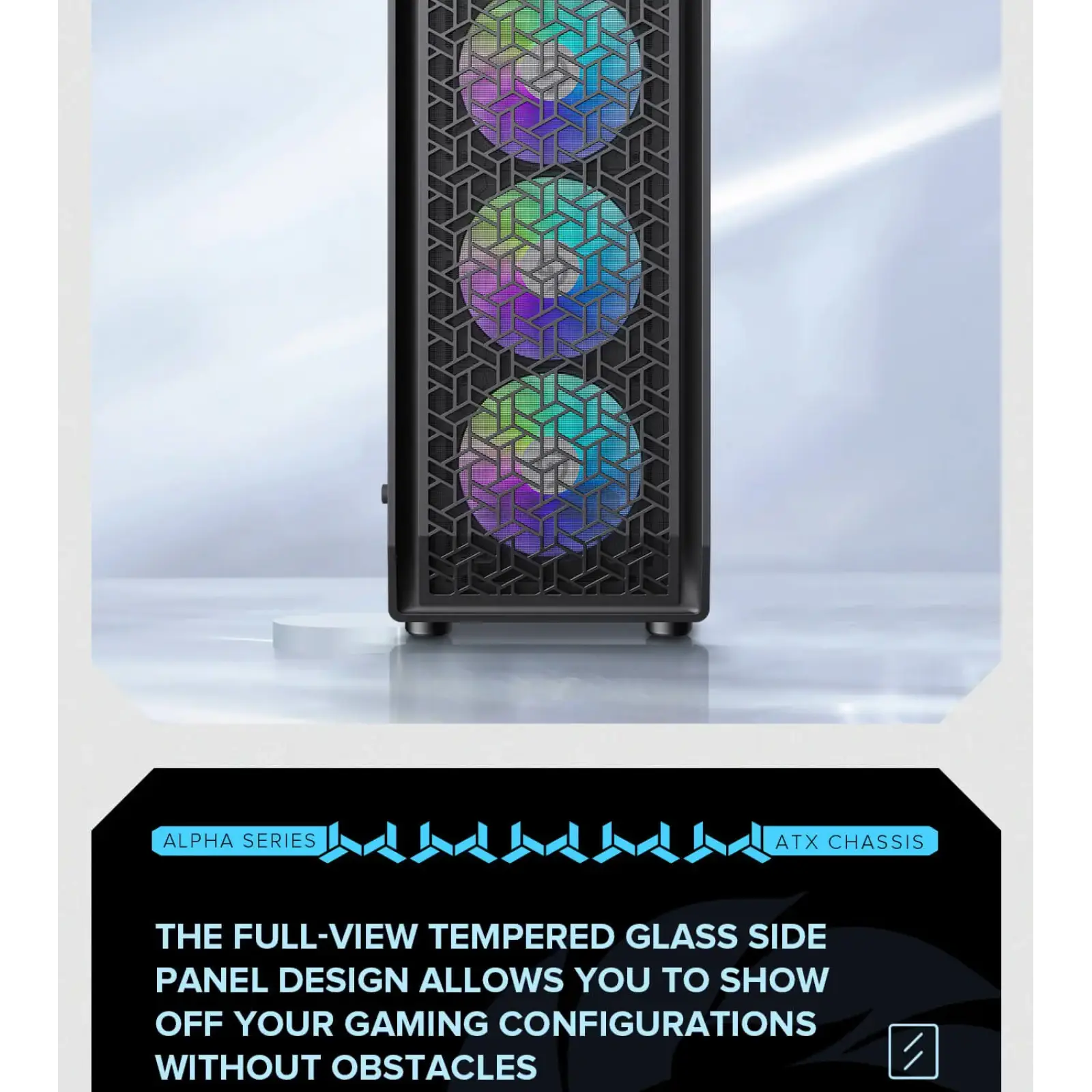 Корпус GAMEMAX Tower E-ATX без блока живлення , загартован е склоEATX(280mm Max.),ATX,M-ATX,ITX Forge AB UA