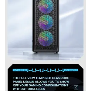 Корпус GAMEMAX Tower E-ATX без блока живлення , загартован е склоEATX(280mm Max.),ATX,M-ATX,ITX Forge AB UA