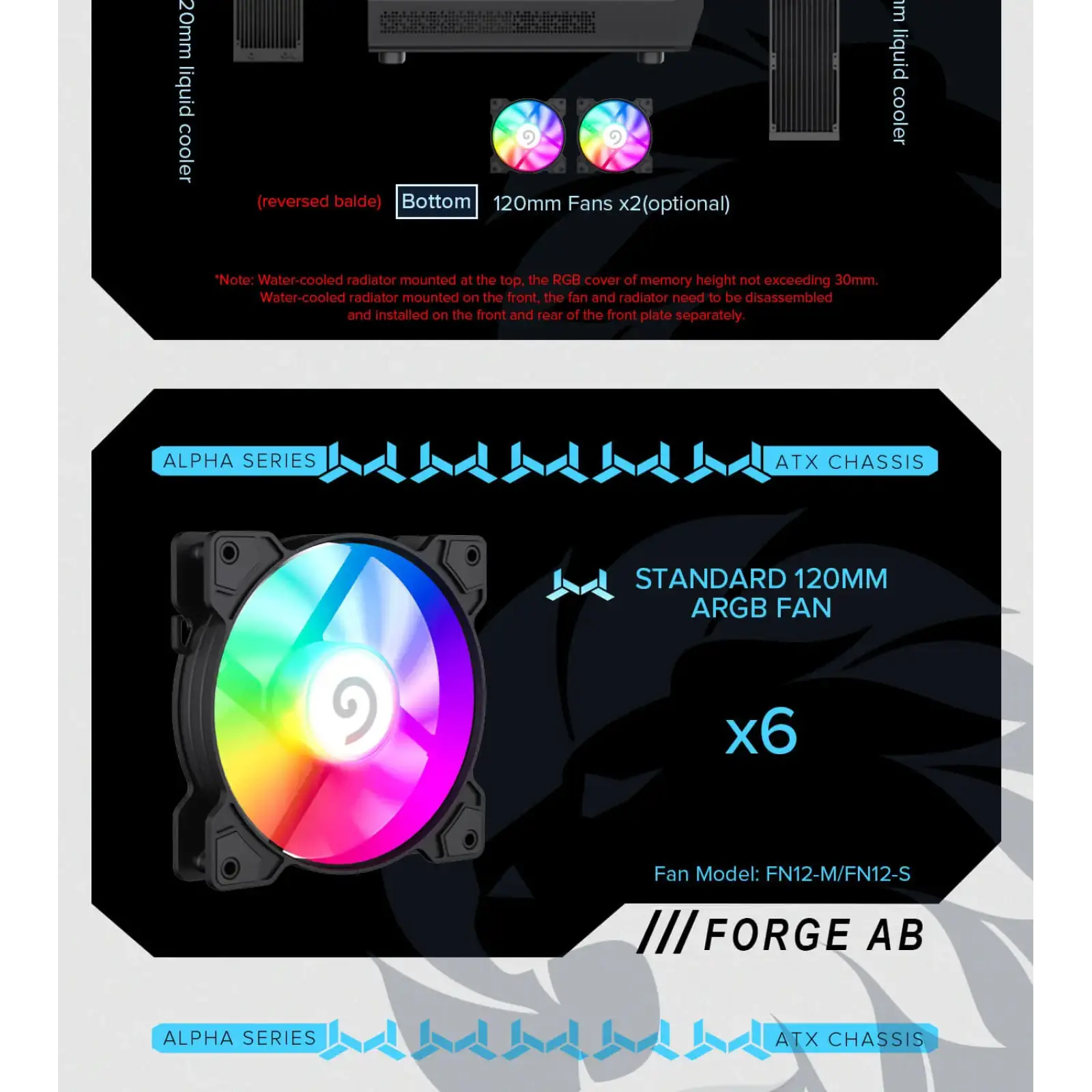 Корпус GAMEMAX Tower E-ATX без блока живлення , загартован е склоEATX(280mm Max.),ATX,M-ATX,ITX Forge AB UA