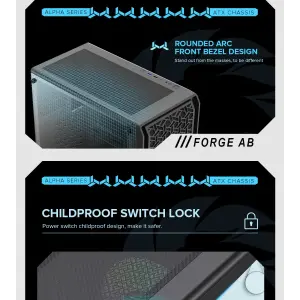 Корпус GAMEMAX Tower E-ATX без блока живлення , загартован е склоEATX(280mm Max.),ATX,M-ATX,ITX Forge AB UA