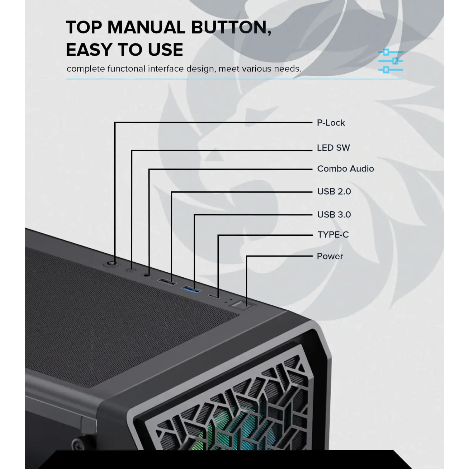 Корпус GAMEMAX Tower E-ATX без блока живлення , загартован е склоEATX(280mm Max.),ATX,M-ATX,ITX Forge AB UA