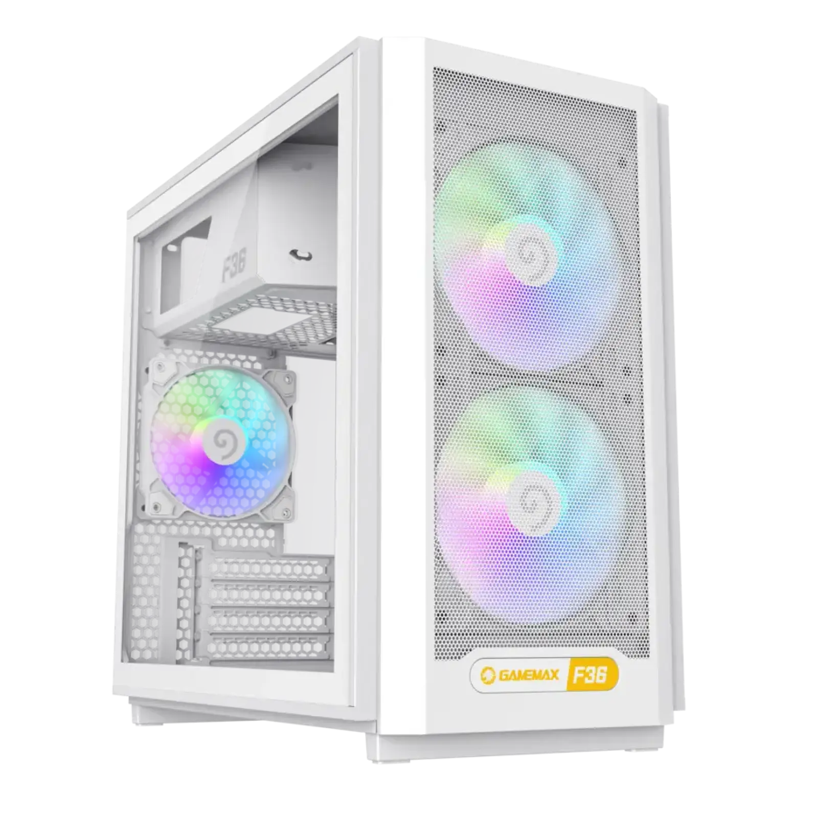 Корпус GAMEMAX Micro ATX без блока живлення, білий, загарт товане скло, Mini Tower, M-ATX(200mm), Mini ITX F36 WH UA