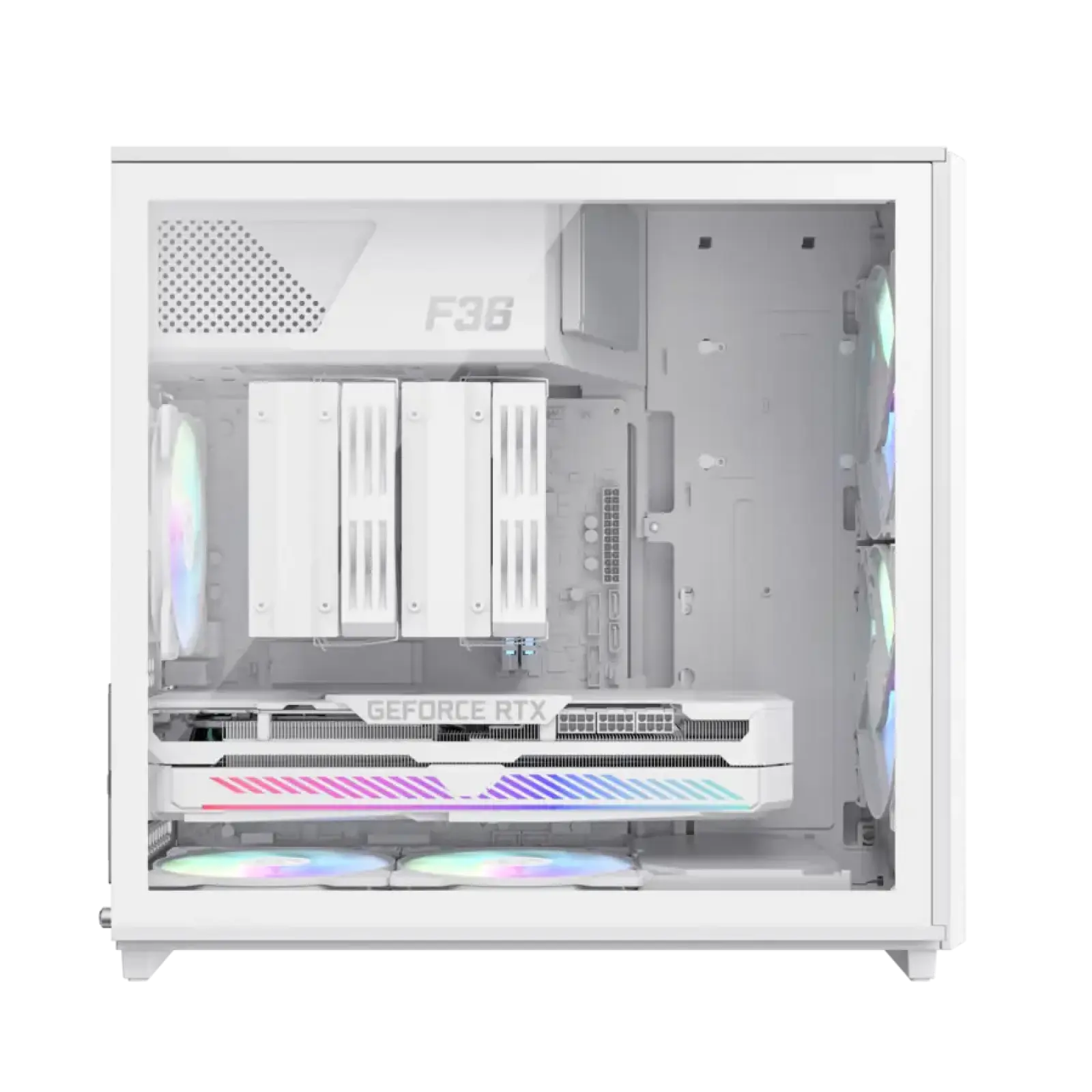 Корпус GAMEMAX Micro ATX без блока живлення, білий, загарт товане скло, Mini Tower, M-ATX(200mm), Mini ITX F36 WH UA