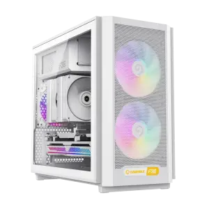 Корпус GAMEMAX Micro ATX без блока живлення, білий, загарт товане скло, Mini Tower, M-ATX(200mm), Mini ITX F36 WH UA