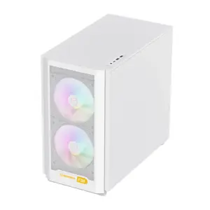 Корпус GAMEMAX Micro ATX без блока живлення, білий, загарт товане скло, Mini Tower, M-ATX(200mm), Mini ITX F36 WH UA