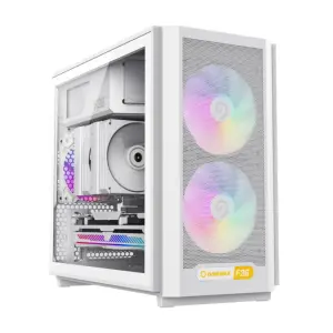 Корпус GAMEMAX Micro ATX без блока живлення, білий, загарт товане скло, Mini Tower, M-ATX(200mm), Mini ITX F36 WH UA