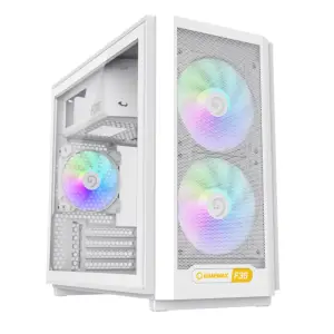 Корпус GAMEMAX Micro ATX без блока живлення, білий, загарт товане скло, Mini Tower, M-ATX(200mm), Mini ITX F36 WH UA