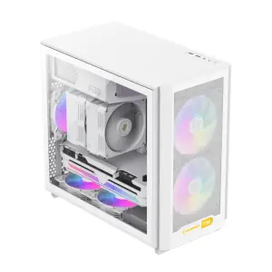 Корпус GAMEMAX Micro ATX без блока живлення, білий, загарт товане скло, Mini Tower, M-ATX(200mm), Mini ITX F36 WH UA