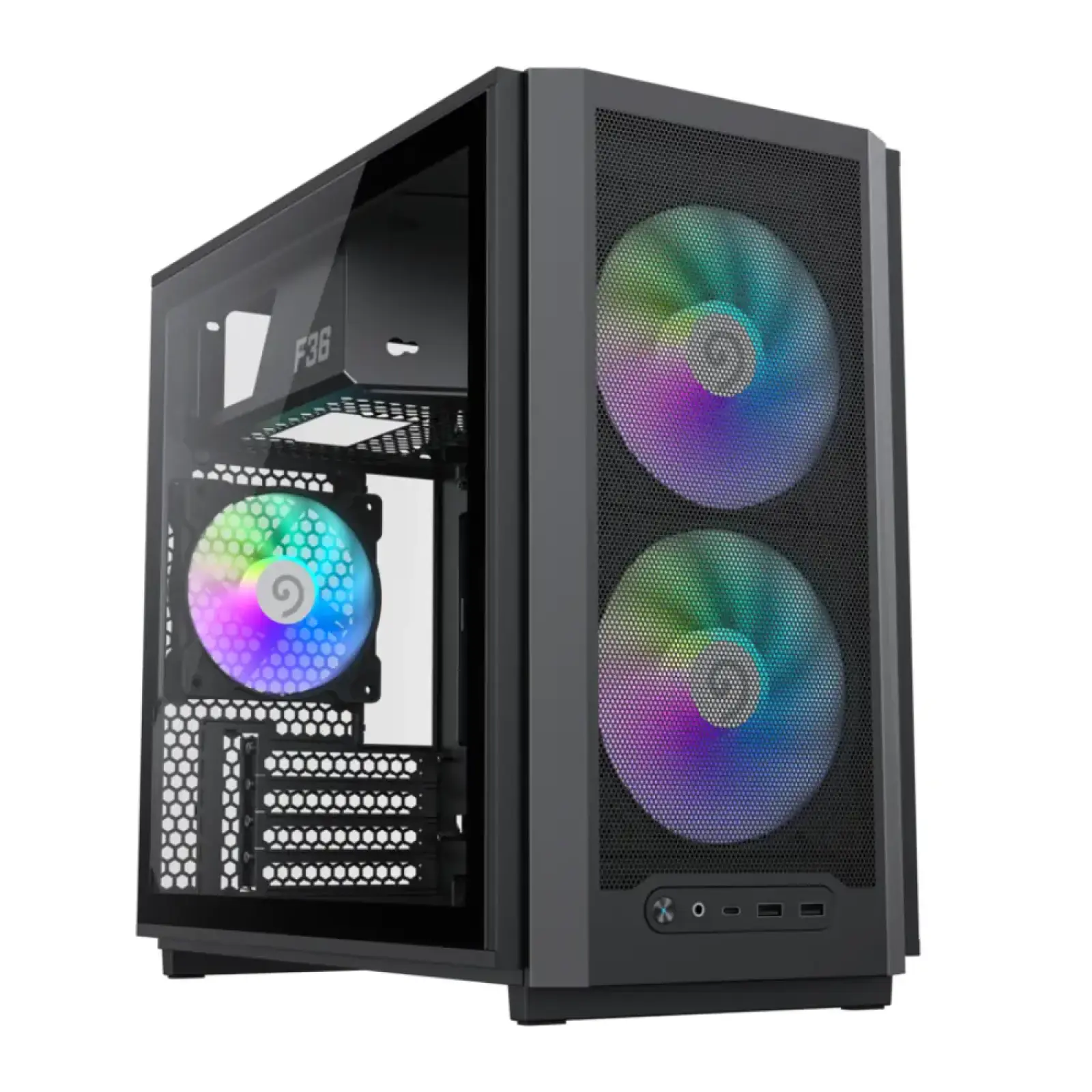Корпус GAMEMAX Micro ATX без блока живлення, чорний, загар товане скло, Mini Tower, M-ATX(200mm), Mini ITX F36 BK UA