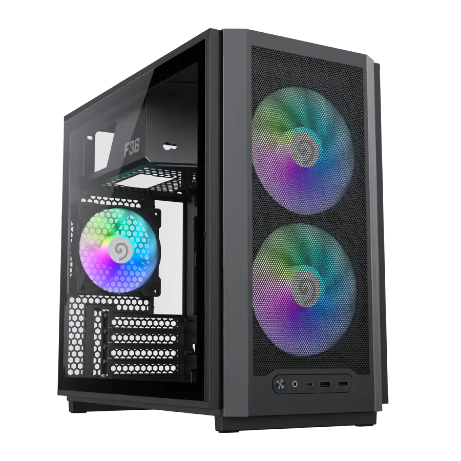 Корпус GAMEMAX Micro ATX без блока живлення, чорний, загар товане скло, Mini Tower, M-ATX(200mm), Mini ITX F36 BK UA