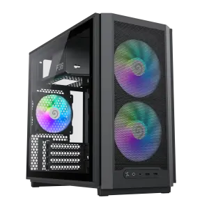 Корпус GAMEMAX Micro ATX без блока живлення, чорний, загар товане скло, Mini Tower, M-ATX(200mm), Mini ITX F36 BK UA