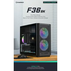 Корпус GAMEMAX Micro ATX без блока живлення, чорний, загар товане скло, Mini Tower, M-ATX(200mm), Mini ITX F36 BK UA