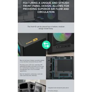 Корпус GAMEMAX Micro ATX без блока живлення, чорний, загар товане скло, Mini Tower, M-ATX(200mm), Mini ITX F36 BK UA