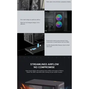 Корпус GAMEMAX Micro ATX без блока живлення, чорний, загар товане скло, Mini Tower, M-ATX(200mm), Mini ITX F36 BK UA