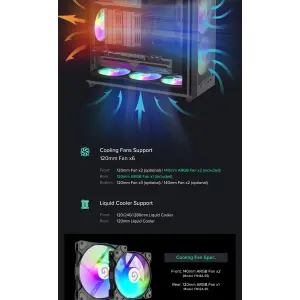 Корпус GAMEMAX Micro ATX без блока живлення, чорний, загар товане скло, Mini Tower, M-ATX(200mm), Mini ITX F36 BK UA