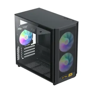 Корпус GAMEMAX Micro ATX без блока живлення, чорний, загар товане скло, Mini Tower, M-ATX(200mm), Mini ITX F36 BK UA