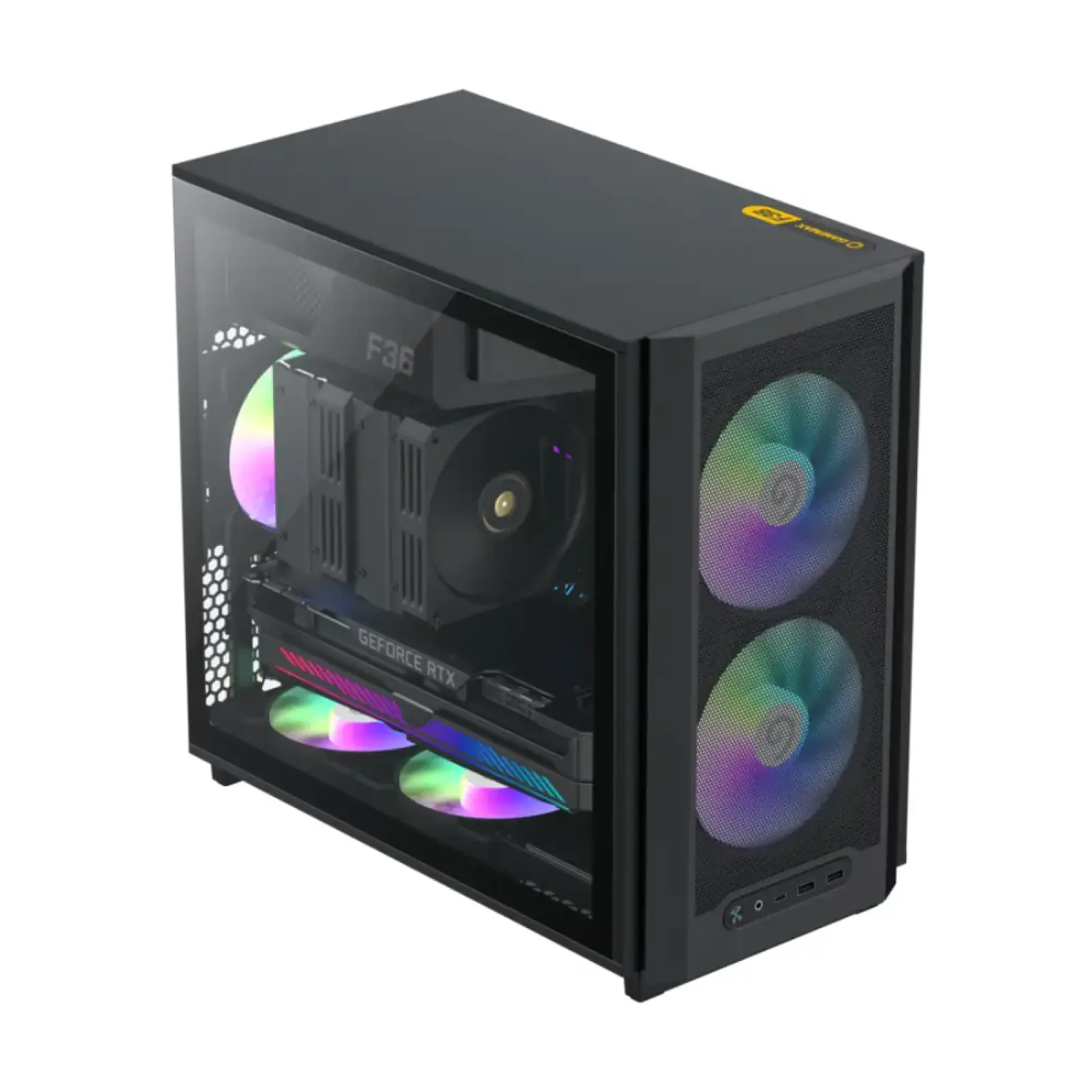 Корпус GAMEMAX Micro ATX без блока живлення, чорний, загар товане скло, Mini Tower, M-ATX(200mm), Mini ITX F36 BK UA