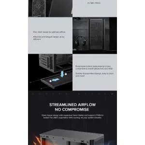 Корпус GAMEMAX Micro ATX без блока живлення, чорний, Mini Tower , M-ATX(200mm), Mini ITX F36 Dark UA