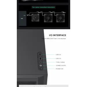 Корпус GAMEMAX Micro ATX без блока живлення, чорний, Mini Tower , M-ATX(200mm), Mini ITX F36 Dark UA