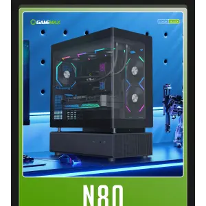 Корпус GAMEMAX Midi ATX без блока живлення,ATX, M-ATX,ITX,Support BTF,Tempered Glass,Mesh,USB N80 BK UA