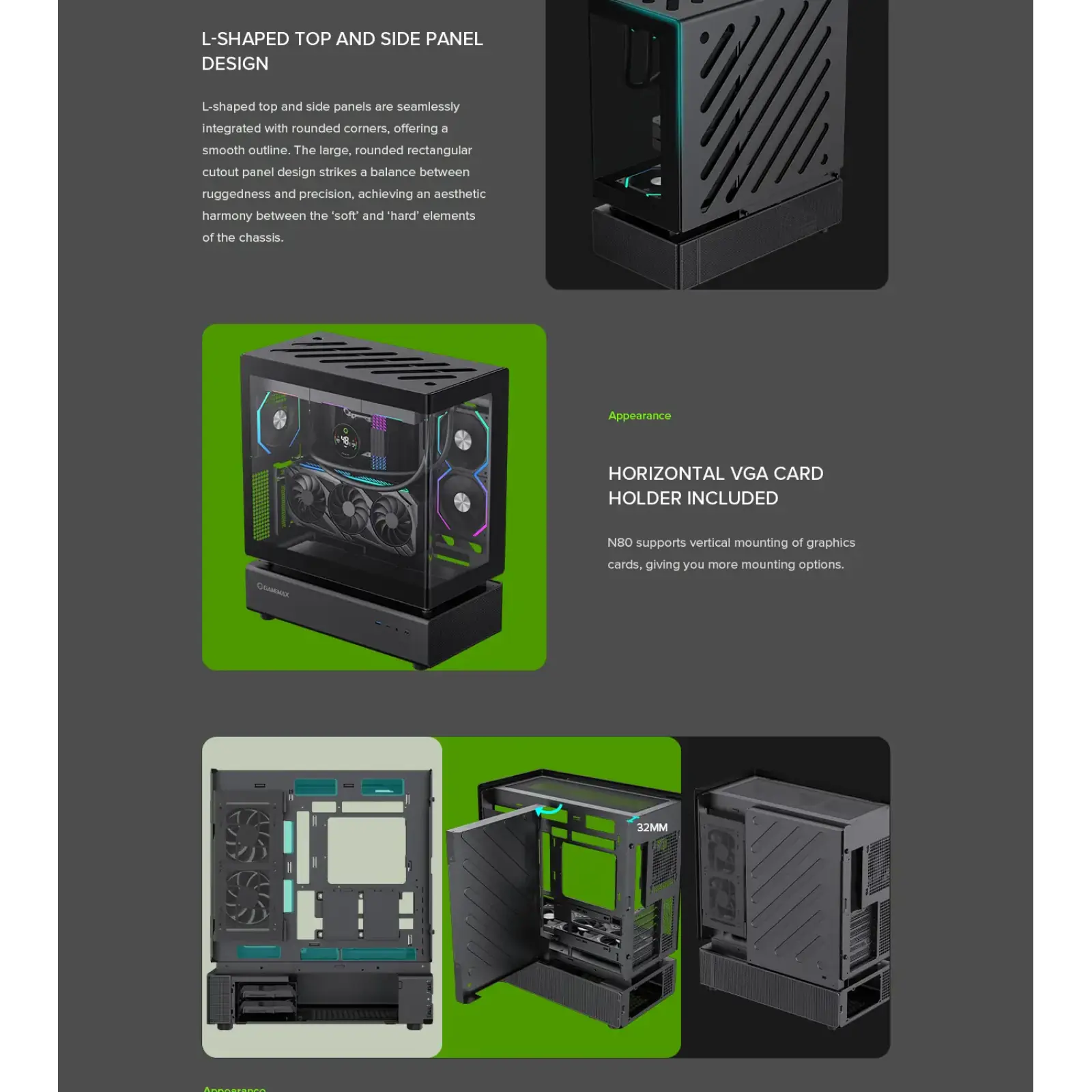 Корпус GAMEMAX Midi ATX без блока живлення,ATX, M-ATX,ITX,Support BTF,Tempered Glass,Mesh,USB N80 BK UA