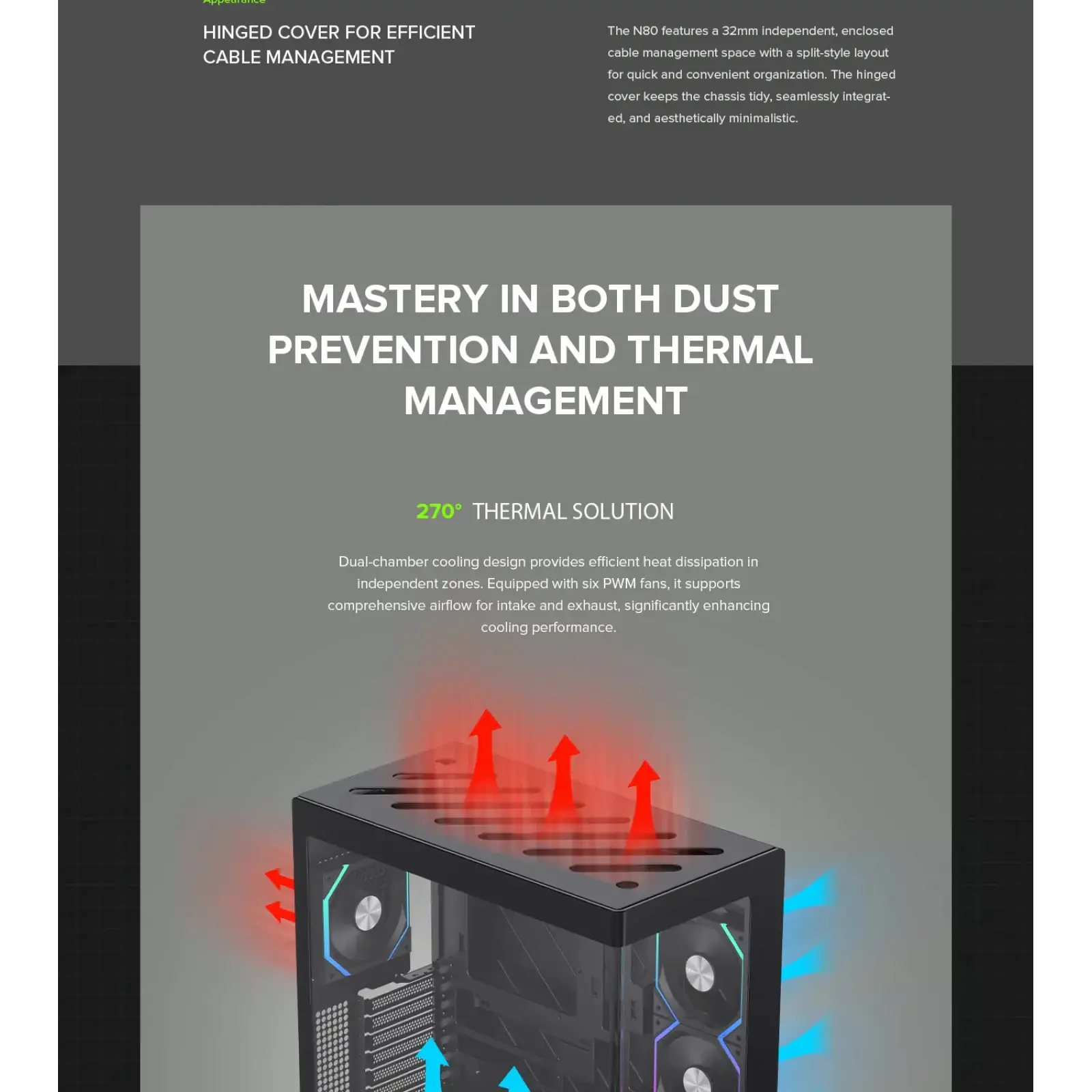 Корпус GAMEMAX Midi ATX без блока живлення,ATX, M-ATX,ITX,Support BTF,Tempered Glass,Mesh,USB N80 BK UA