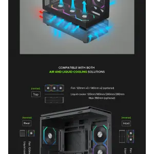 Корпус GAMEMAX Midi ATX без блока живлення,ATX, M-ATX,ITX,Support BTF,Tempered Glass,Mesh,USB N80 BK UA