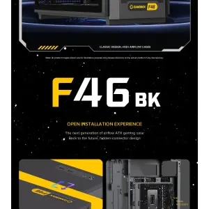 Корпус GAMEMAX комп'ютерний Midi ATX без блока живлення X,M-ATX,ITX. (Support BTF),Tempered Glass,Mesh,USB F46 BK UA