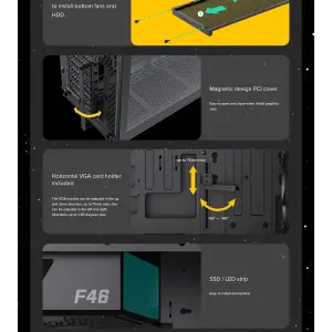 Корпус GAMEMAX комп'ютерний Midi ATX без блока живлення X,M-ATX,ITX. (Support BTF),Tempered Glass,Mesh,USB F46 BK UA