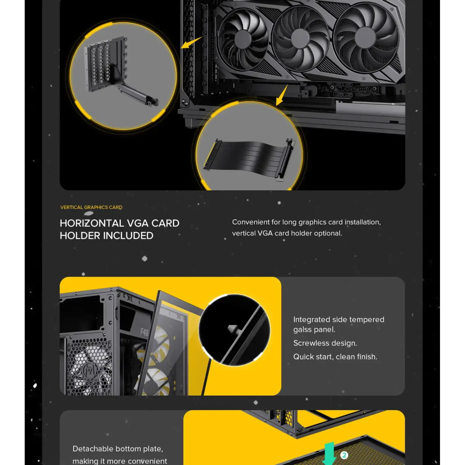 Корпус GAMEMAX комп'ютерний Midi ATX без блока живлення X,M-ATX,ITX. (Support BTF),Tempered Glass,Mesh,USB F46 BK UA