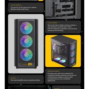 Корпус GAMEMAX комп'ютерний Midi ATX без блока живлення X,M-ATX,ITX. (Support BTF),Tempered Glass,Mesh,USB F46 BK UA