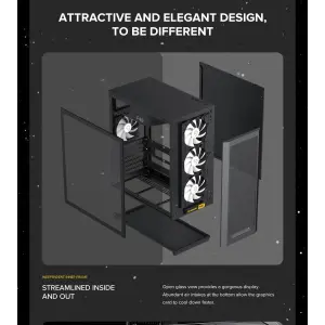 Корпус GAMEMAX комп'ютерний Midi ATX без блока живлення X,M-ATX,ITX. (Support BTF),Tempered Glass,Mesh,USB F46 BK UA