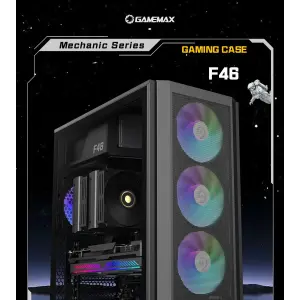 Корпус GAMEMAX комп'ютерний Midi ATX без блока живлення X,M-ATX,ITX. (Support BTF),Tempered Glass,Mesh,USB F46 BK UA