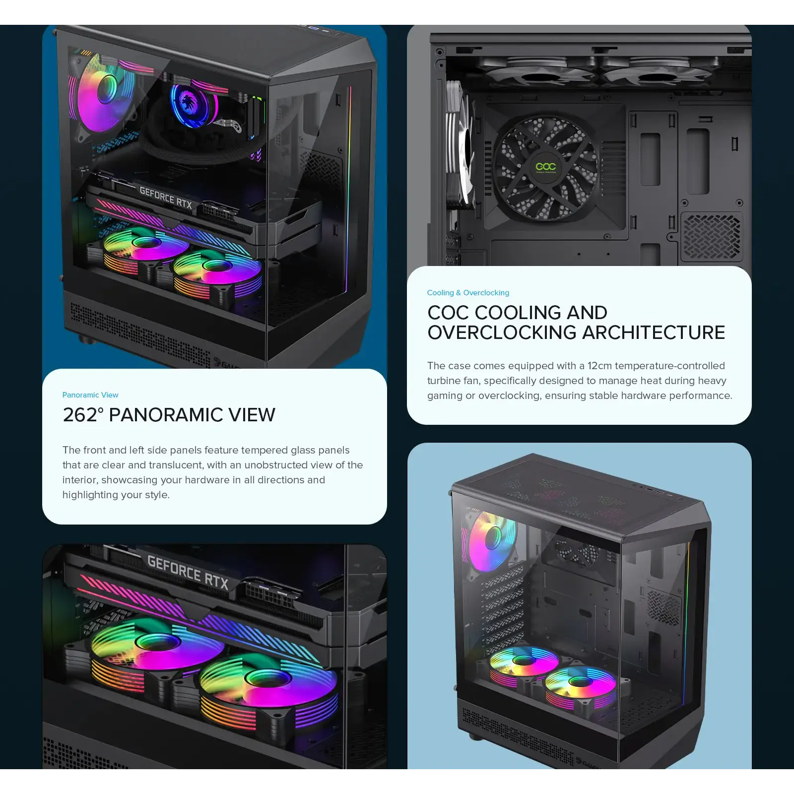 Корпус GAMEMAX комп'ютерний Midi ATX без блока живлення ATX, M-ATX, ITX, Tempered Glass, COC Turbo Fan Vista COC AB UA