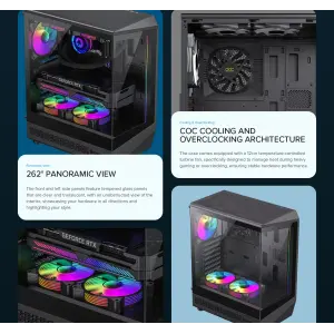 Корпус GAMEMAX комп'ютерний Midi ATX без блока живлення ATX, M-ATX, ITX, Tempered Glass, COC Turbo Fan Vista COC AB UA