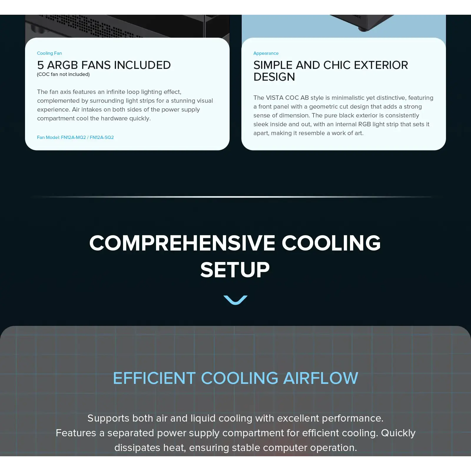 Корпус GAMEMAX комп'ютерний Midi ATX без блока живлення ATX, M-ATX, ITX, Tempered Glass, COC Turbo Fan Vista COC AB UA