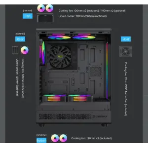 Корпус GAMEMAX комп'ютерний Midi ATX без блока живлення ATX, M-ATX, ITX, Tempered Glass, COC Turbo Fan Vista COC AB UA