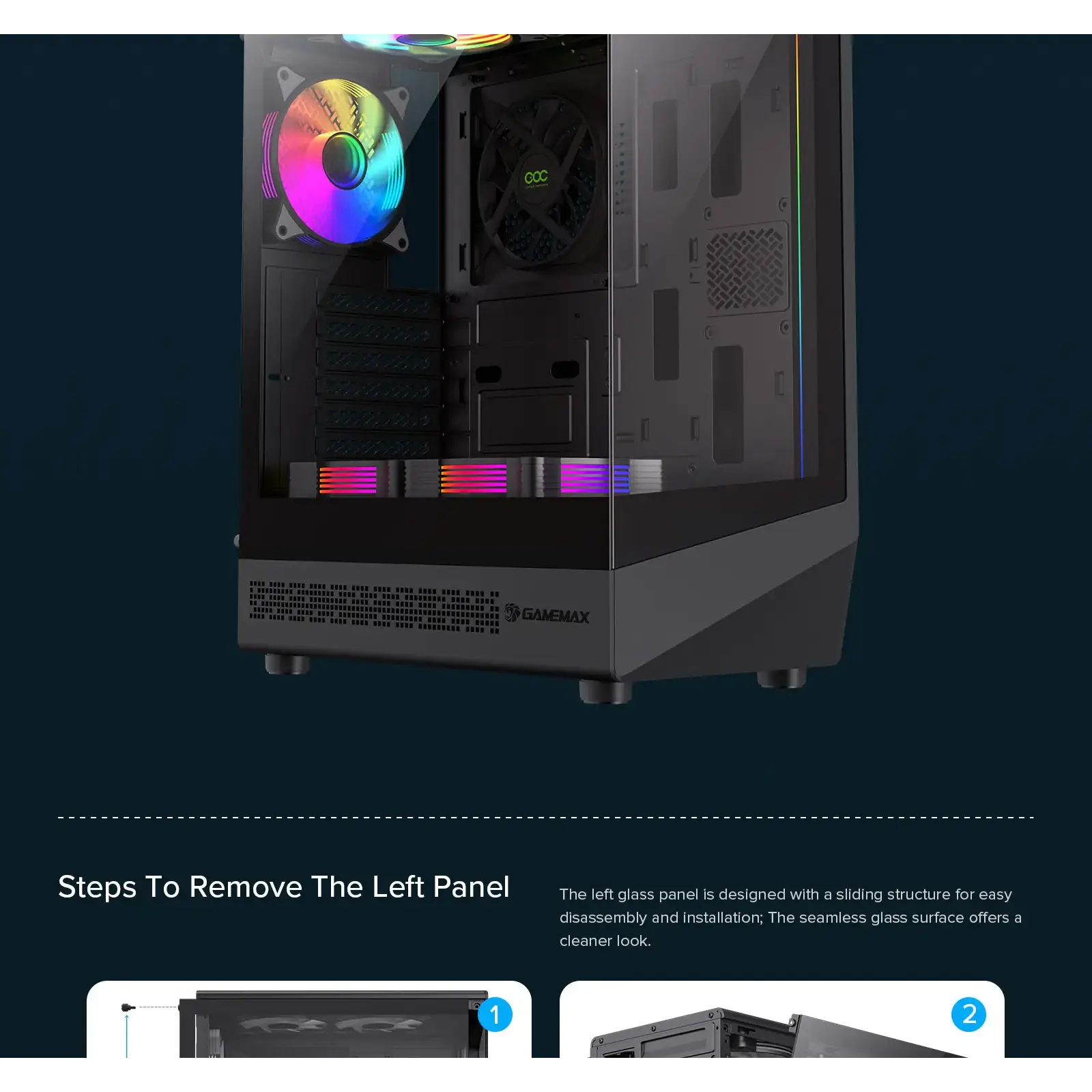 Корпус GAMEMAX комп'ютерний Midi ATX без блока живлення ATX, M-ATX, ITX, Tempered Glass, COC Turbo Fan Vista COC AB UA