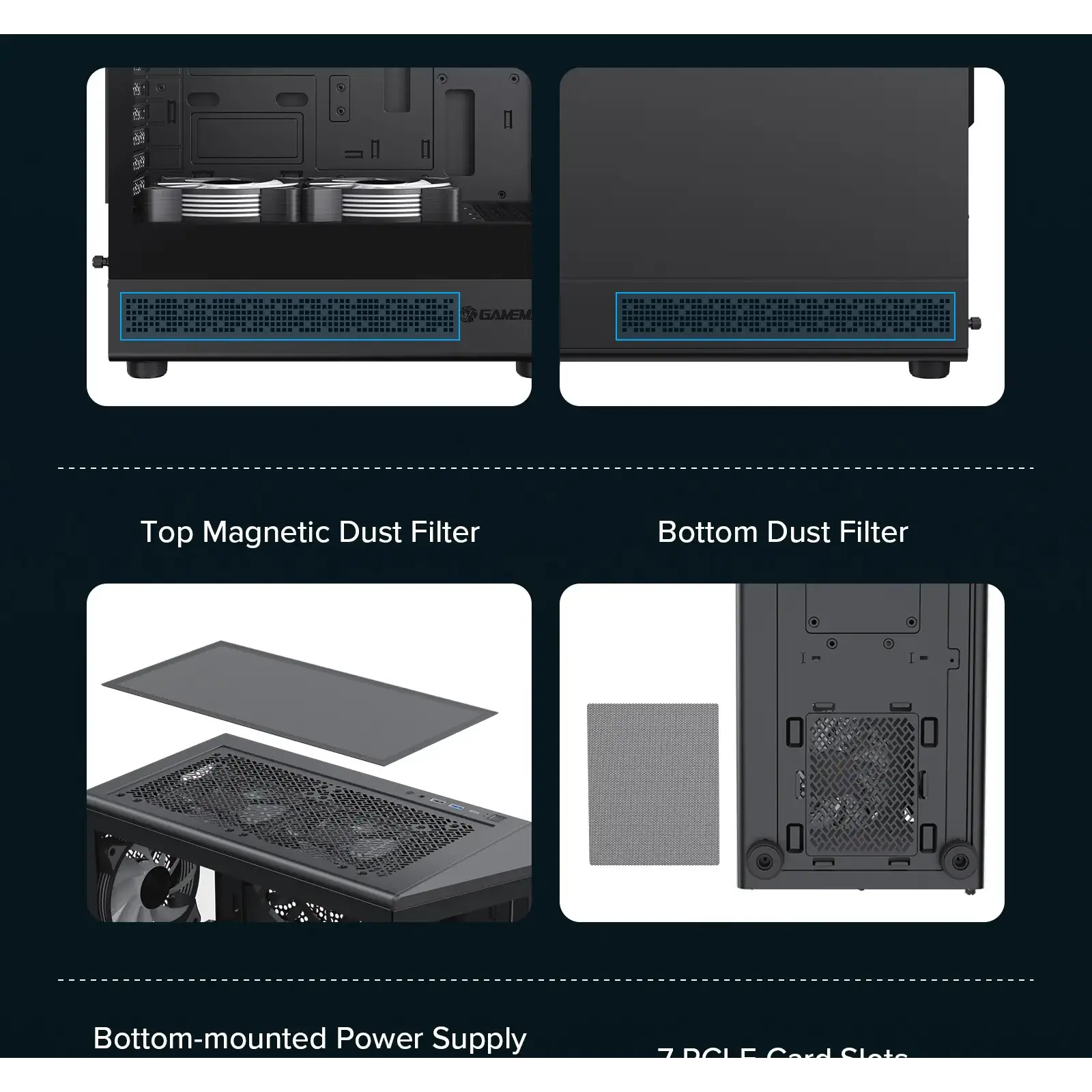 Корпус GAMEMAX комп'ютерний Midi ATX без блока живлення ATX, M-ATX, ITX, Tempered Glass, COC Turbo Fan Vista COC AB UA