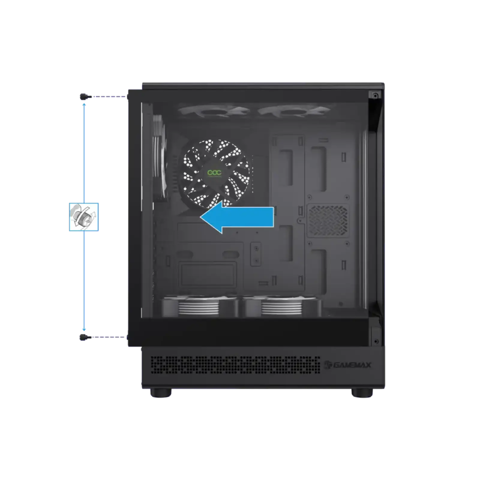 Корпус GAMEMAX комп'ютерний Midi ATX без блока живлення ATX, M-ATX, ITX, Tempered Glass, COC Turbo Fan Vista COC AB UA