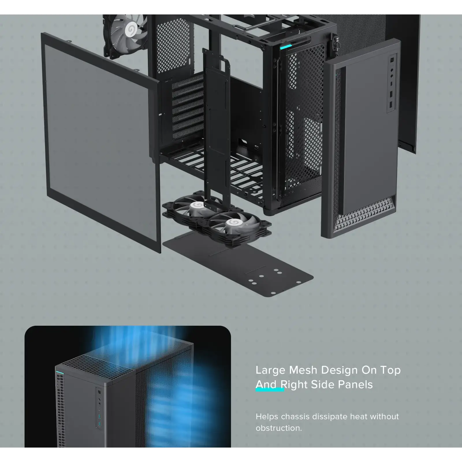 Корпус GAMEMAX комп'ютерний Midi ATX без блока живлення ATX,M-ATX,ITX,ABS ,Mesh,USB3.0x2,Type-C(Gen2) P30 BK UA