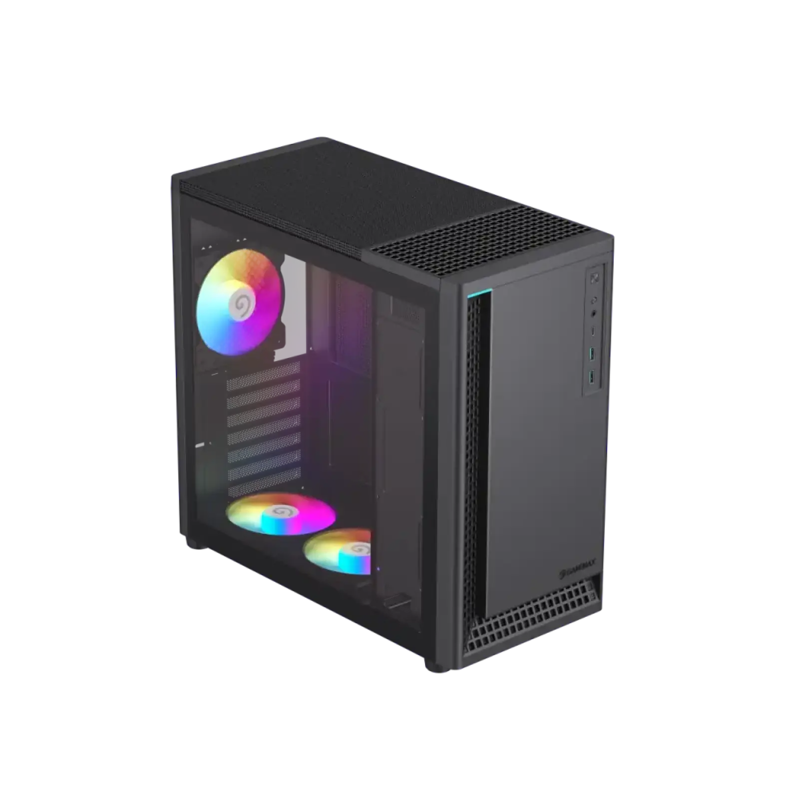 Корпус GAMEMAX комп'ютерний Midi ATX без блока живлення ATX,M-ATX,ITX,ABS ,Mesh,USB3.0x2,Type-C(Gen2) P30 BK UA