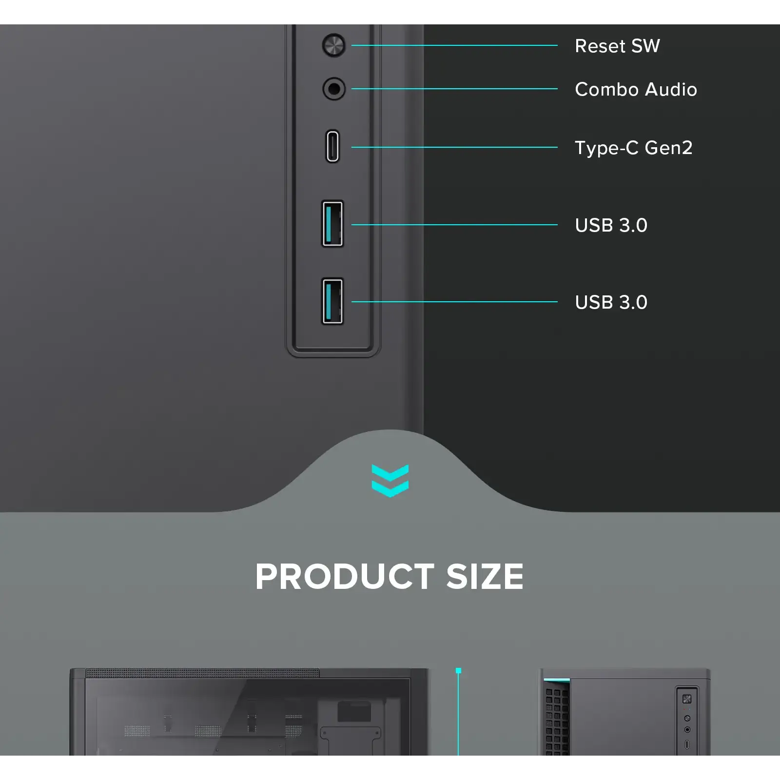 Корпус GAMEMAX комп'ютерний Midi ATX без блока живлення ATX,M-ATX,ITX,ABS ,Mesh,USB3.0x2,Type-C(Gen2) P30 BK UA