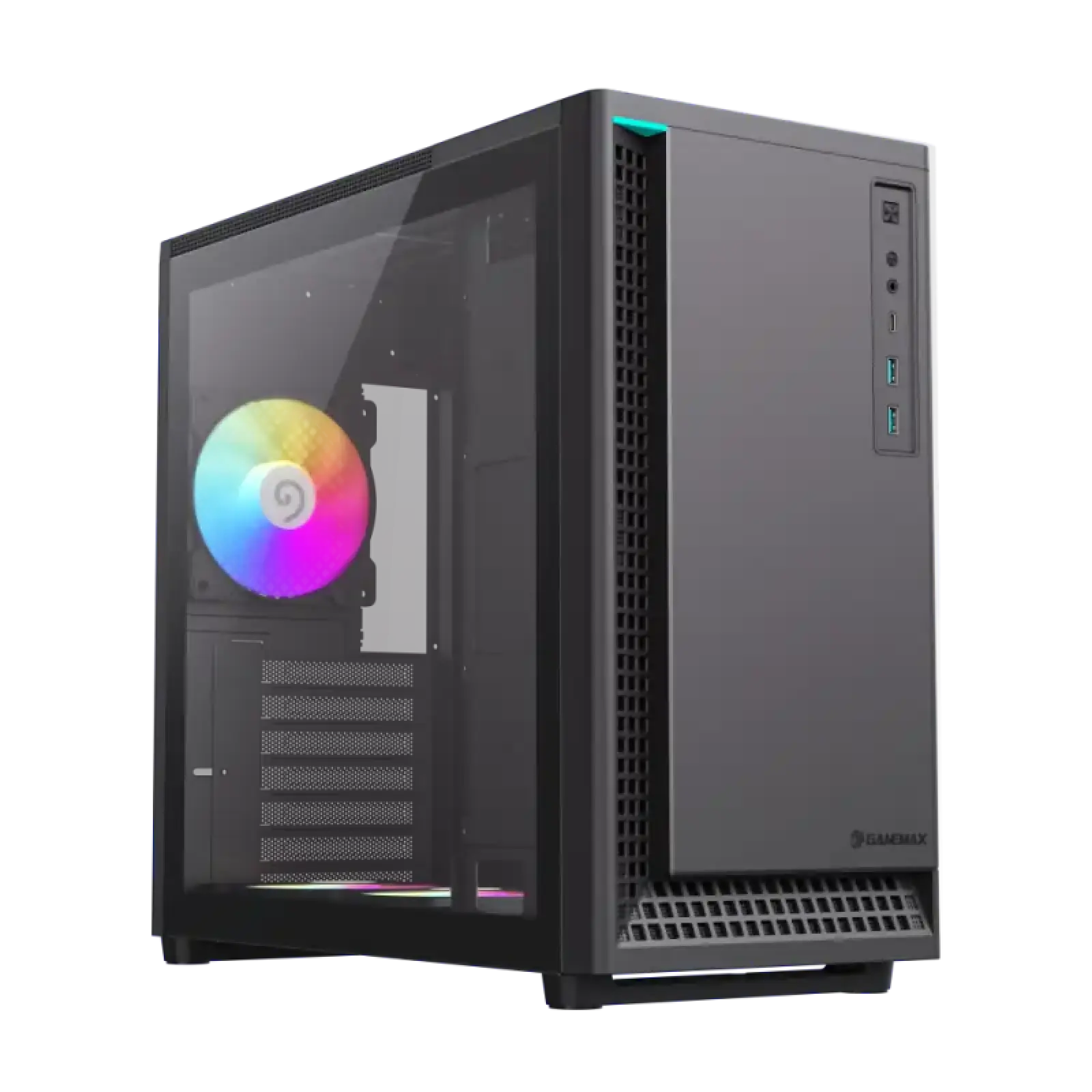 Корпус GAMEMAX комп'ютерний Midi ATX без блока живлення ATX,M-ATX,ITX,ABS ,Mesh,USB3.0x2,Type-C(Gen2) P30 BK UA