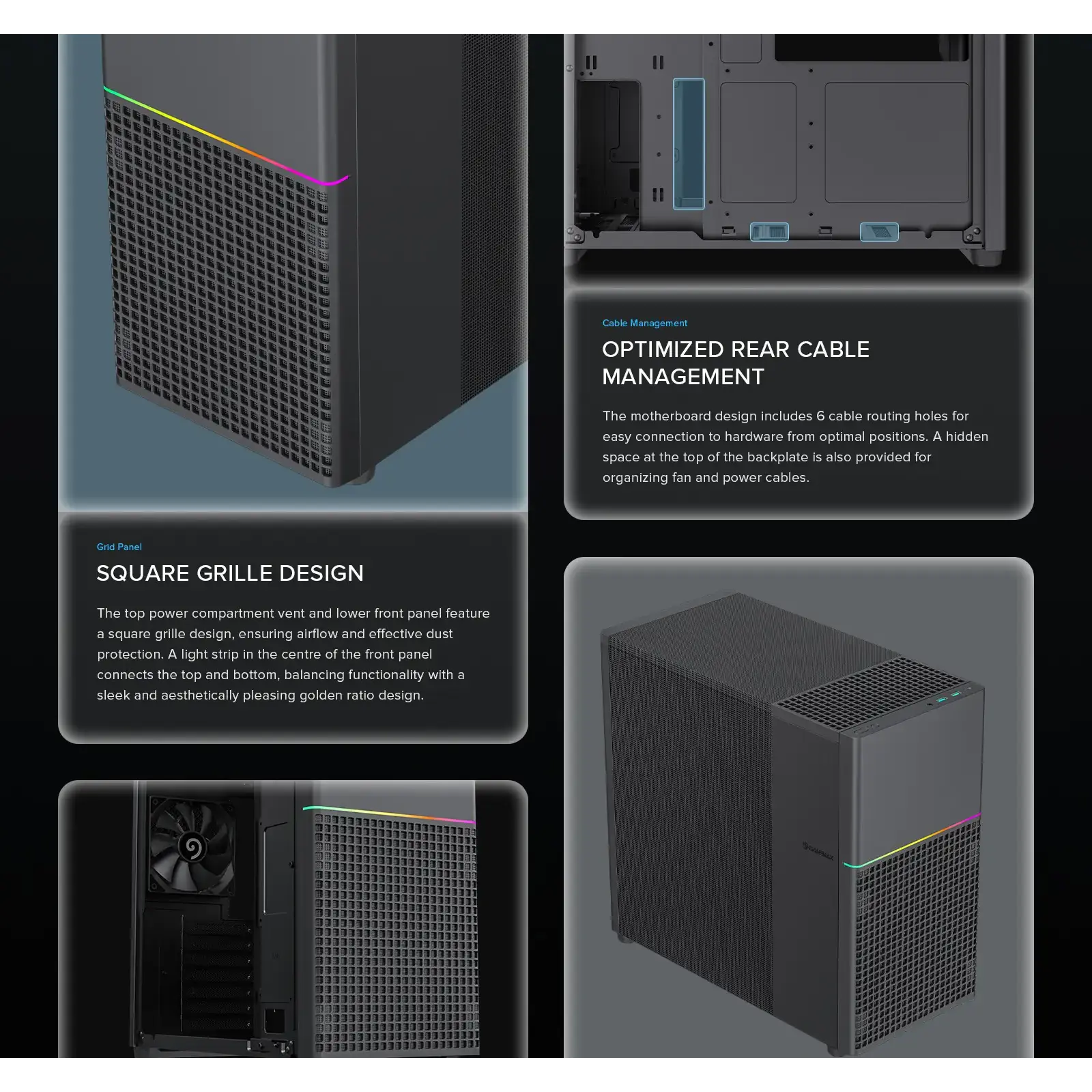 Корпус GAMEMAX комп'ютерний Midi ATX без блока живлення ATX,M-ATX,ITX,ABS ,Mesh,USB3.0x2,Type-C(Gen2) P31 BK UA